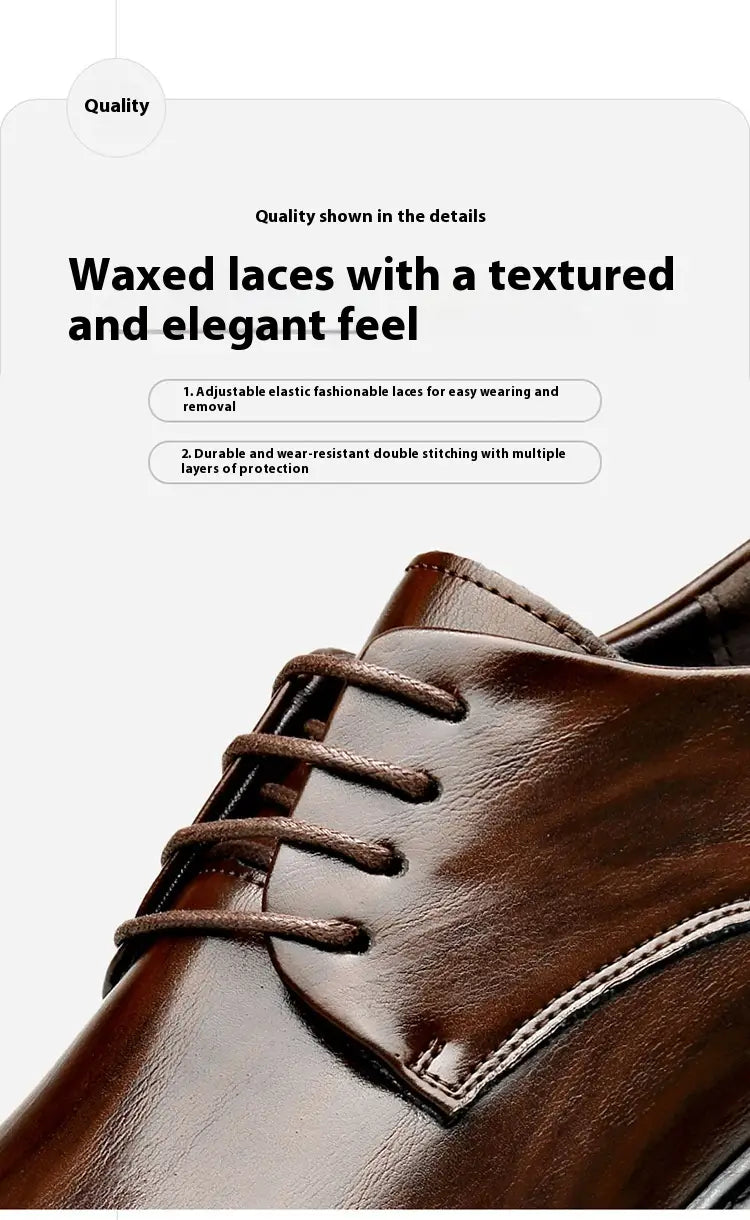 Chaussures de ville habillées Oxford en cuir pour homme, pour les mariages, avec des lacets bruns cirés et un toucher élégant et texturé.