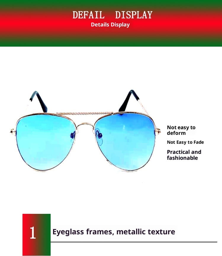 Classic gold rimmed aviator UV protection sunglasses with a metallic frame and vibrant blue gradient lenses.