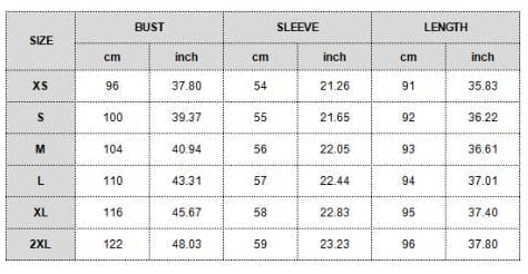 The image displays a size chart with measurements in centimeters and inches for the elegant black mesh patchwork long sleeve mini dress in sizes XS through 2XL.