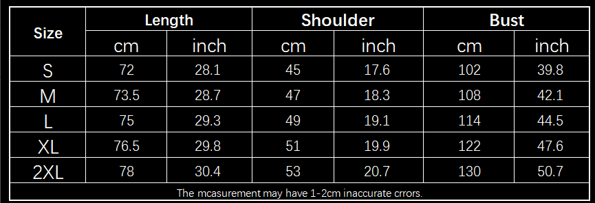 Size chart for the contrast trim short sleeve henley polo shirt for women displaying measurements in centimeters and inches across sizes S through 2XL.
