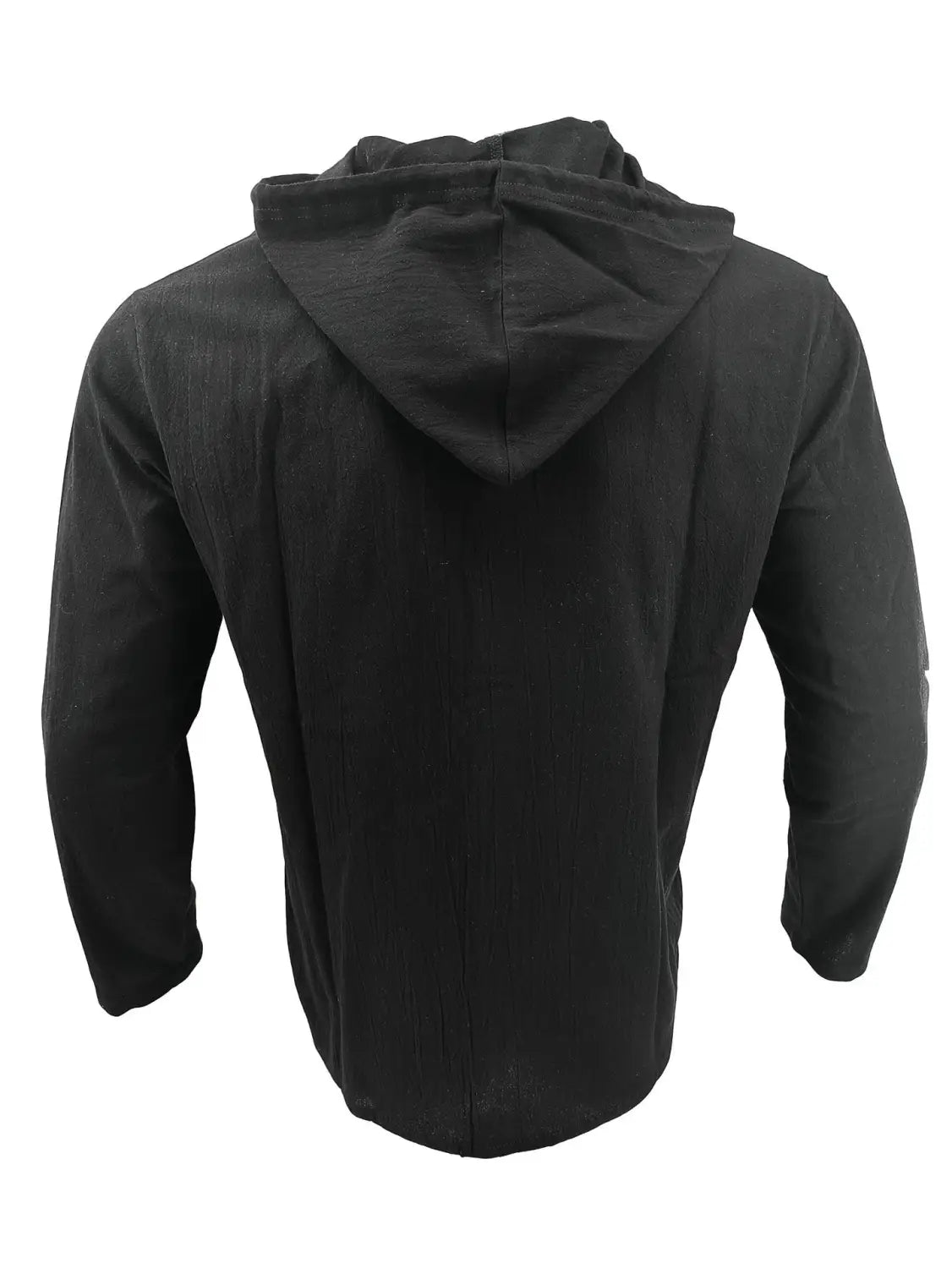 Camisa de cárdigan con capucha ligera para hombre, negra, de diseño uniforme y con mangas largas