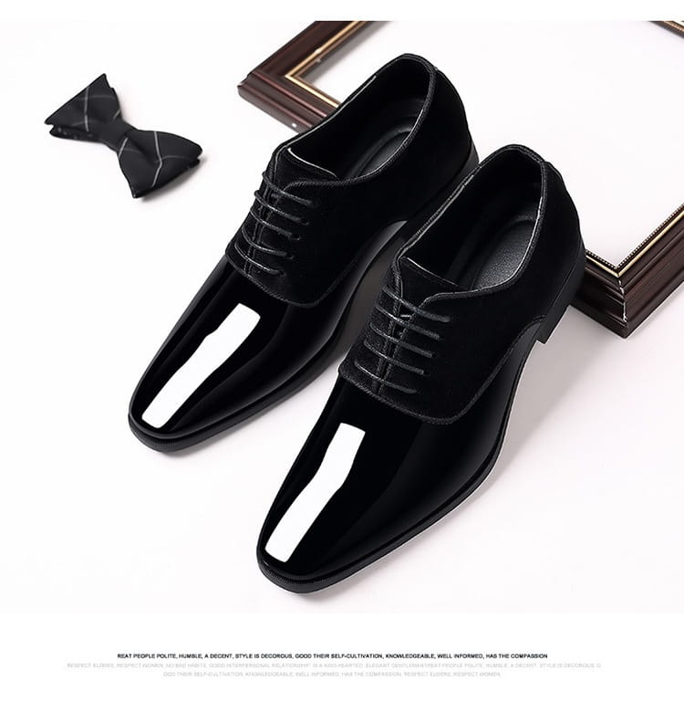 Navy Two Tone Velvet and Patent Leather Oxford Shoes