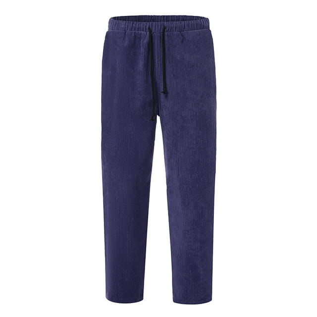 Herren-Cord-Jogginghose in lockerer Passform in Navyblau mit elastischem Bund und schwarzem Kordelzug.