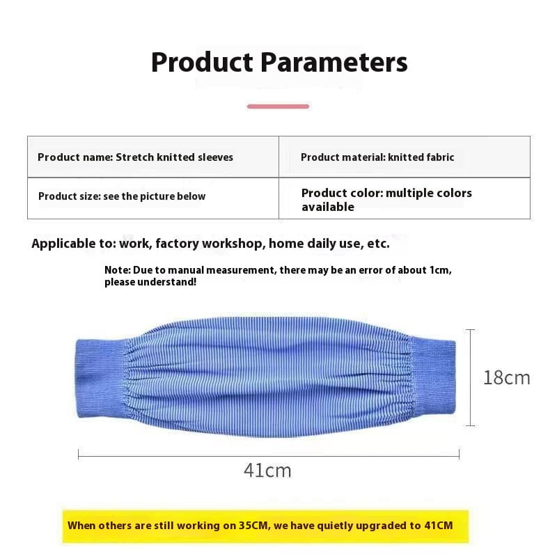 Blue stretch knitted sun protection cooling arm sleeves made of breathable elastic knit fabric available in multiple colors.