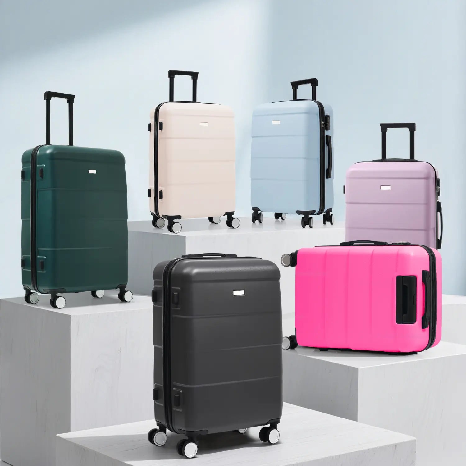Hardshell Luggage Sets 6 Piece with 2 Bags,carry on Suitcase with Handle Password Lock Double Spinner Wheels