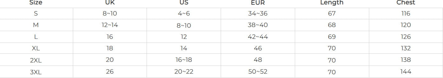 La tabla de tallas de la blusa tipo capa de lino de corte relajado con manga murciélago muestra las medidas del Reino Unido, EE. UU. y la UE, así como las dimensiones del pecho para una elección de talla precisa.