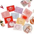 A set of 20 pastel heart shaped sticky notes with decorative patterns and bows for valentine wedding notes