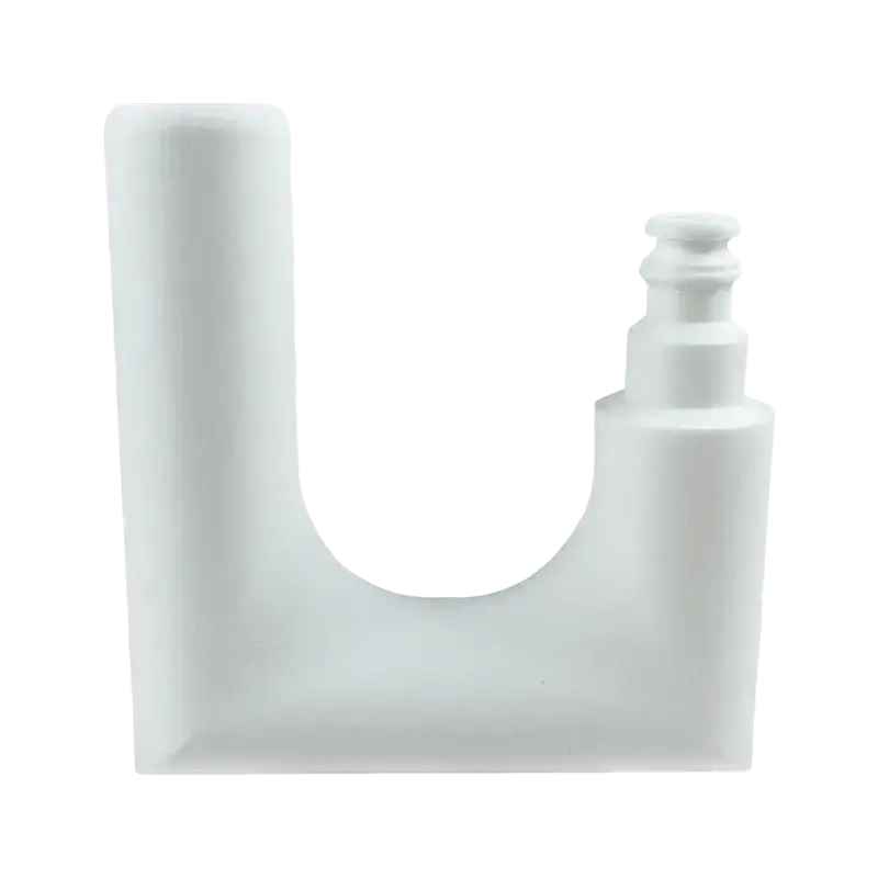 White plastic u-shaped bottle with pump dispenser made of printed pla polylactic acid for controlled water flow