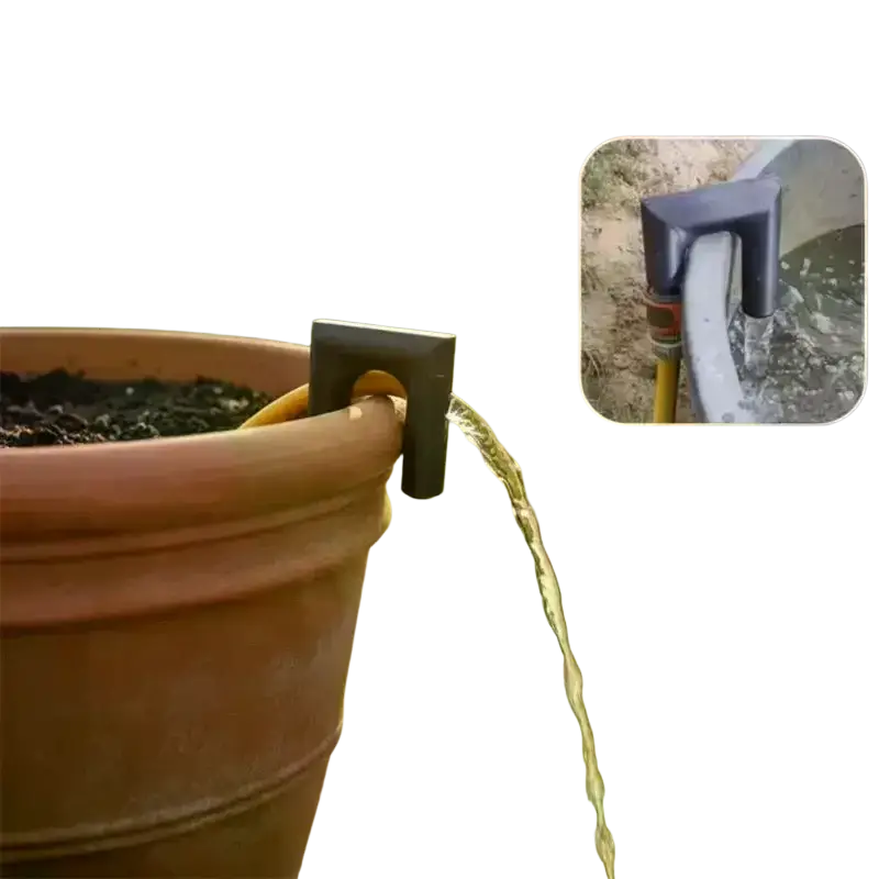 Black printed pla garden hose water nozzle with a rectangular clip for effortless water flow on terracotta pots