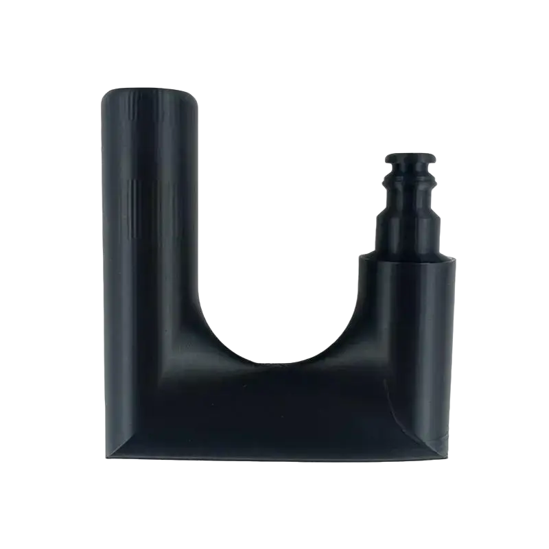 Black printed pla u-shaped air pump adapter with textured grip and threaded end for garden hose water flow control