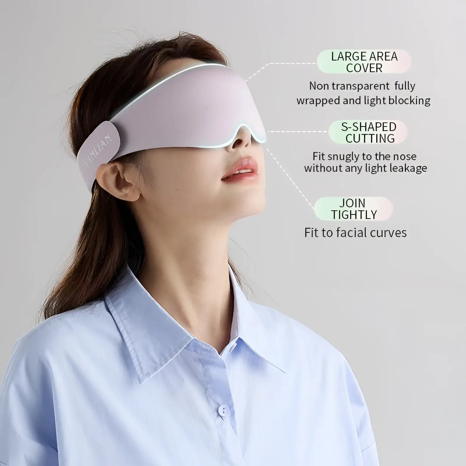 A soft lavender 3d sleep mask with breathable contoured design and adjustable strap for comfortable eye shading