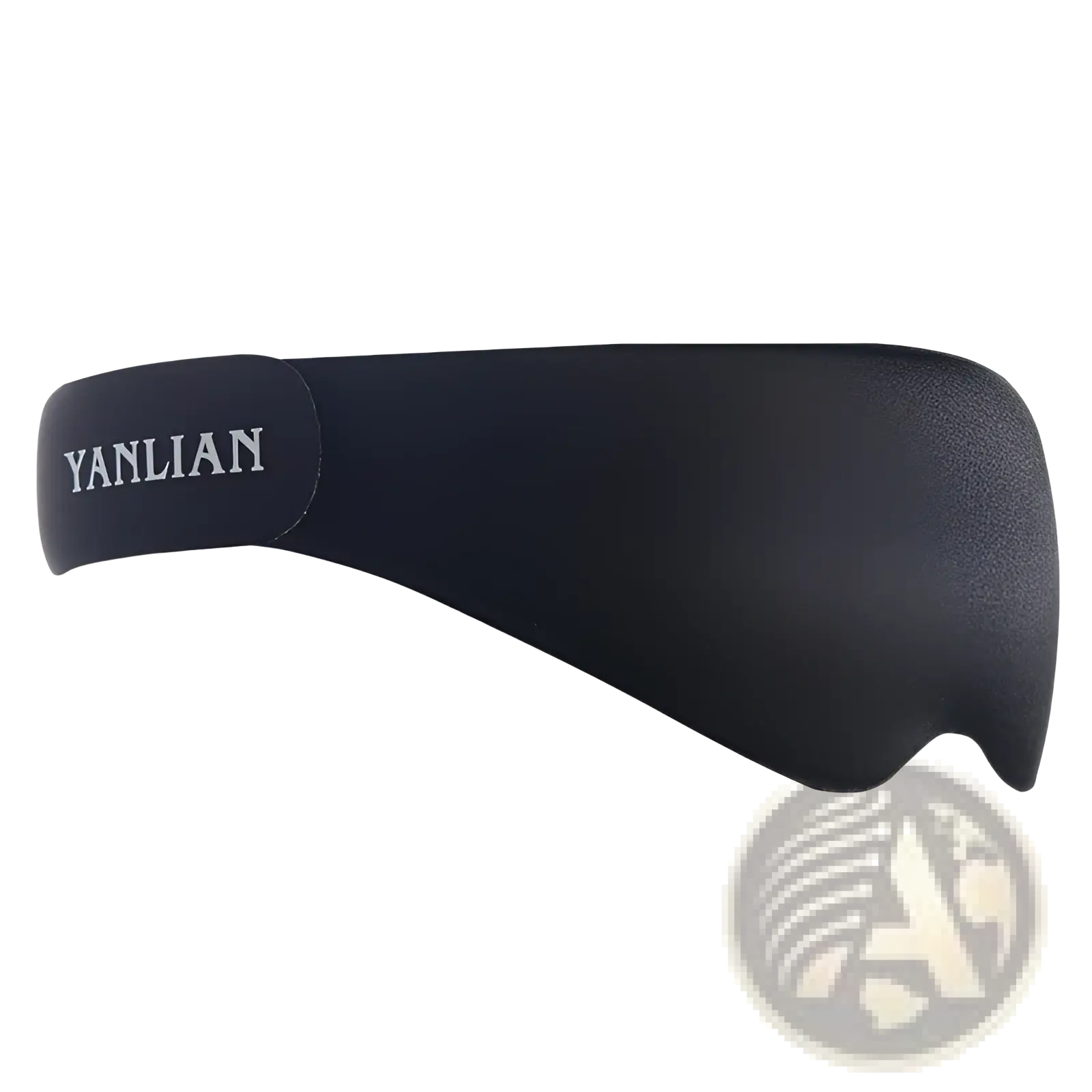 Black yanlian swim visor with textured matte finish and adjustable strap shown from the back side