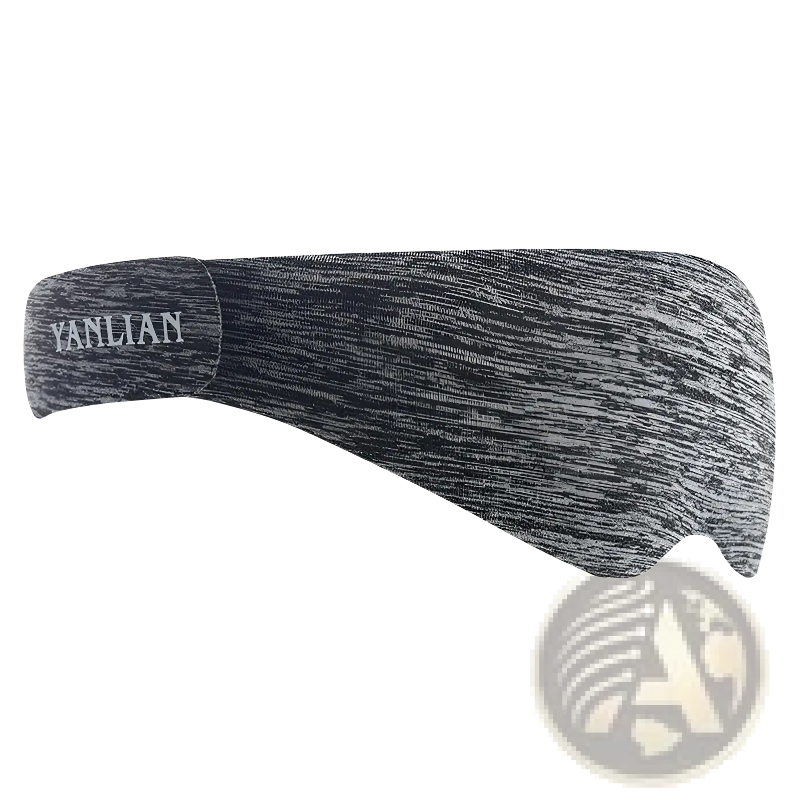 Gray and white heathered breathable 3d sleep mask headband with yanlian embroidery on the left side for eye shading