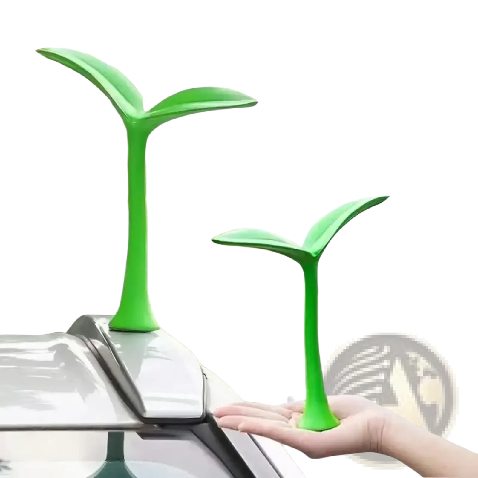Bright green plastic 3d tree sapling car roof antenna decoration with plant design for vehicle exterior use