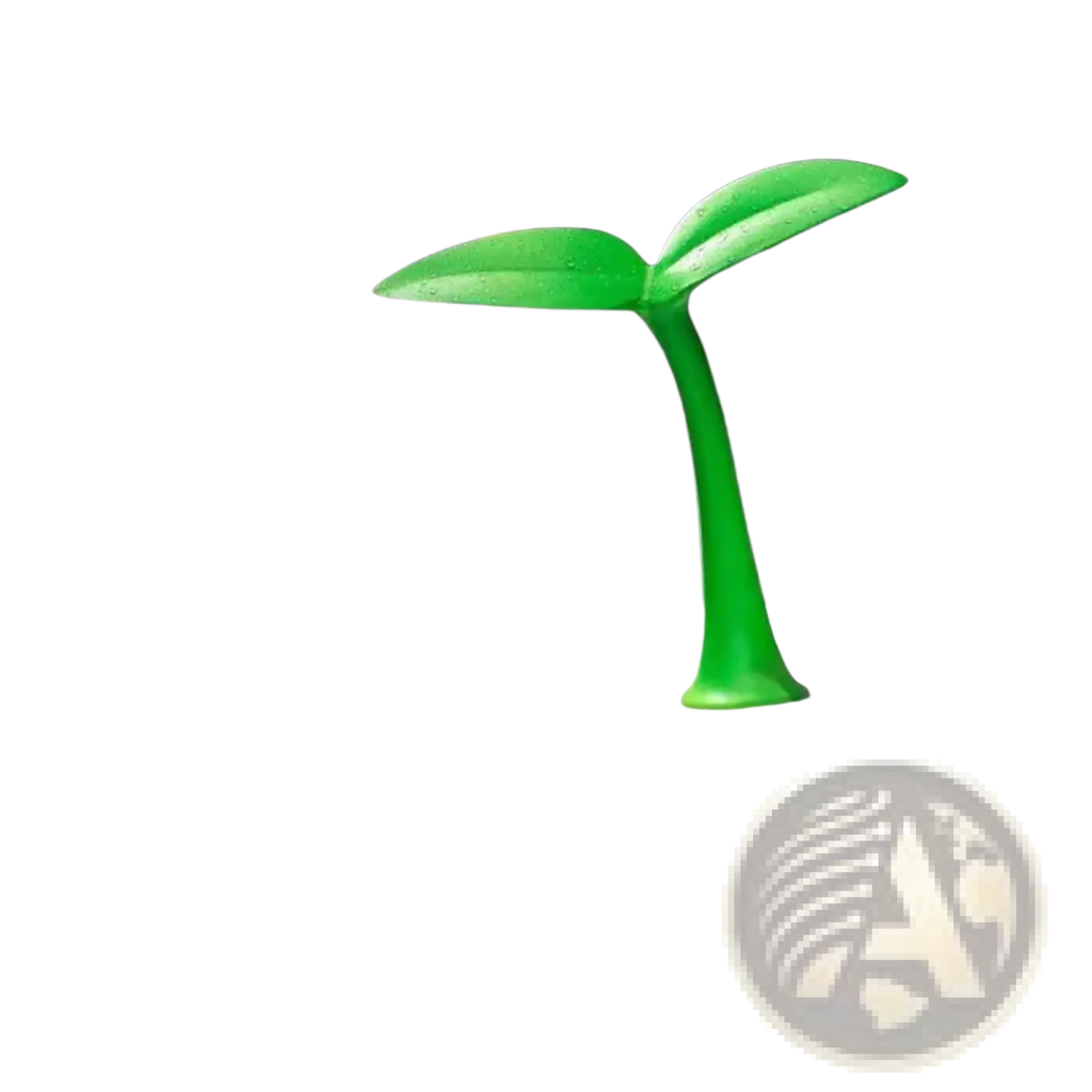 Bright green plastic 3d tree sapling car roof antenna decoration with two broad leaves and slender stem