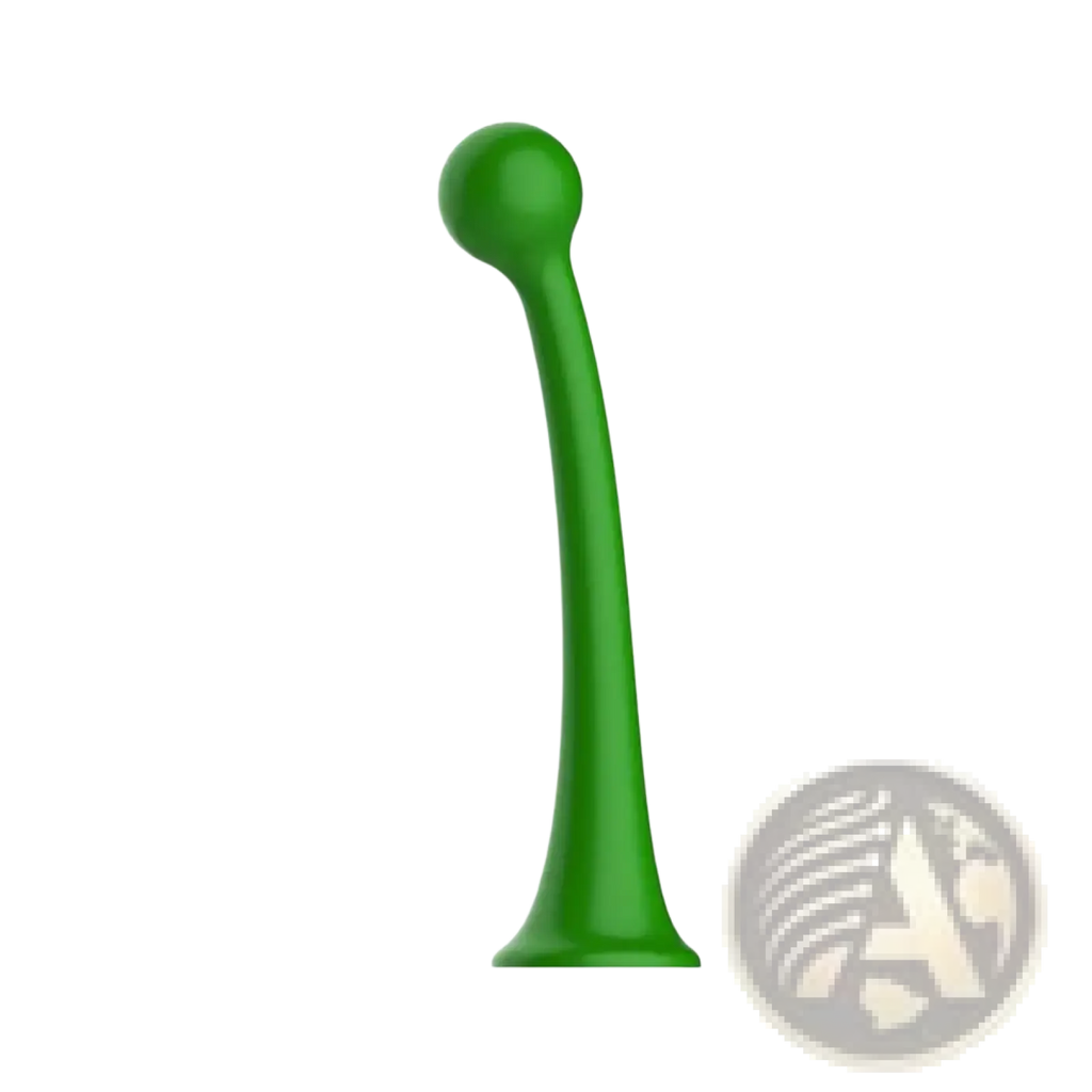Green silicone 3d tree sapling car roof antenna decoration with rounded head and tapered base measuring 20cm length