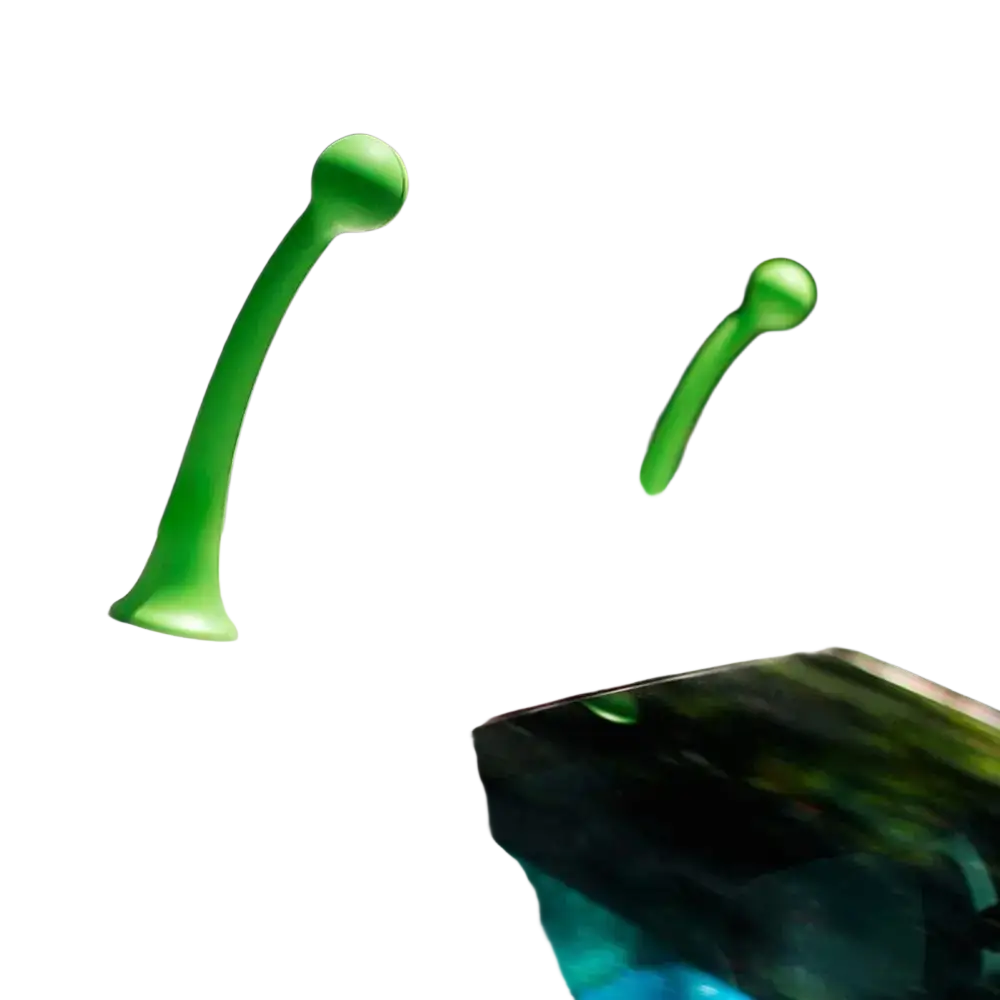 Two bright green glossy plastic 3d tree sapling car roof antenna decorations for vehicle exterior use