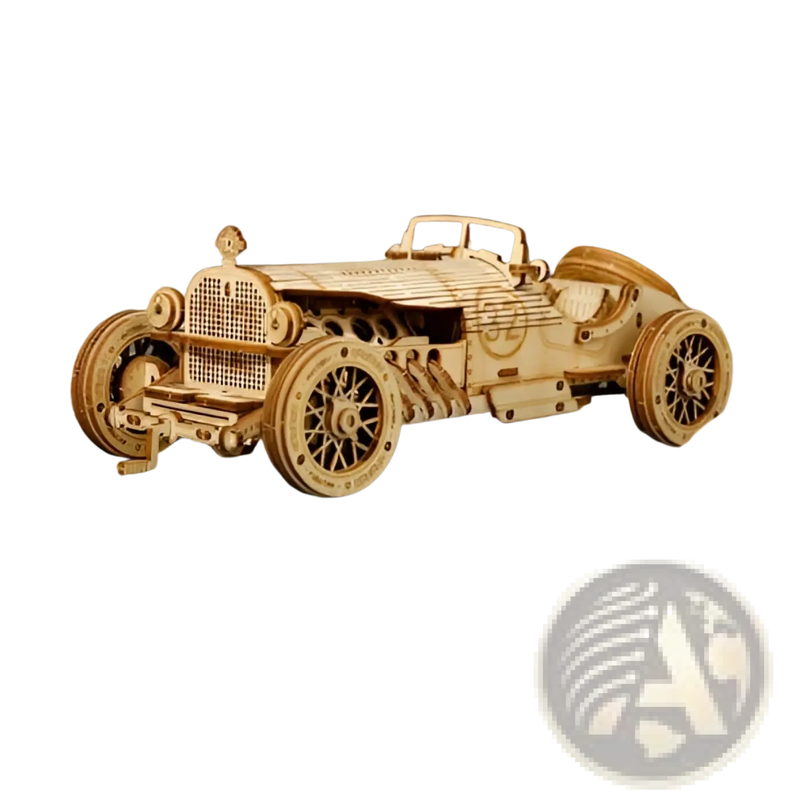 A meticulously crafted 3d wooden train puzzle diy mechanical model kit in natural light brown wood grain