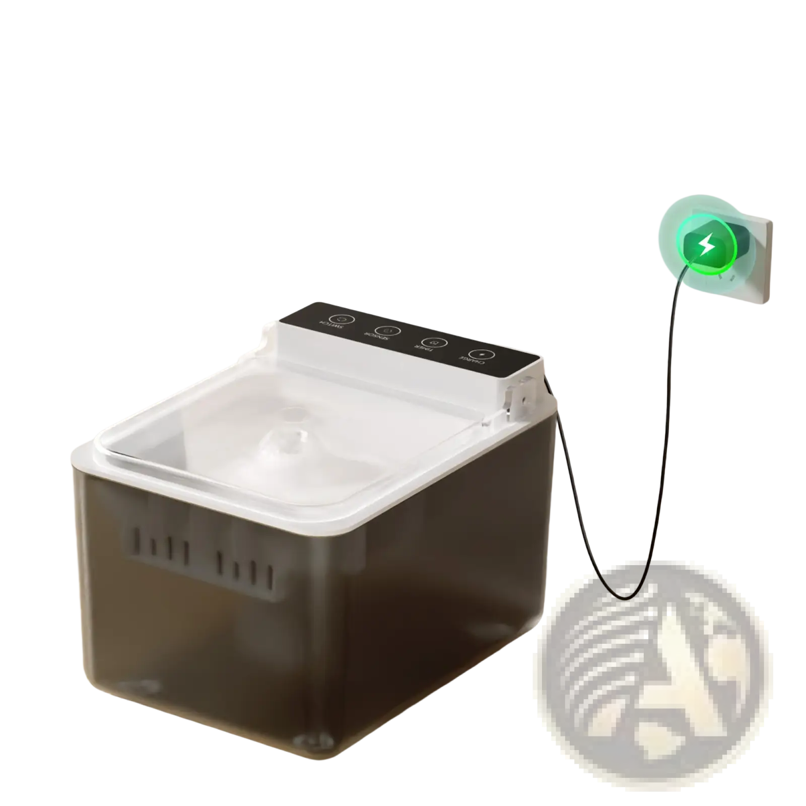 White and dark gray plastic 3l radar sensing pet water fountain with black control panel for cats and dogs