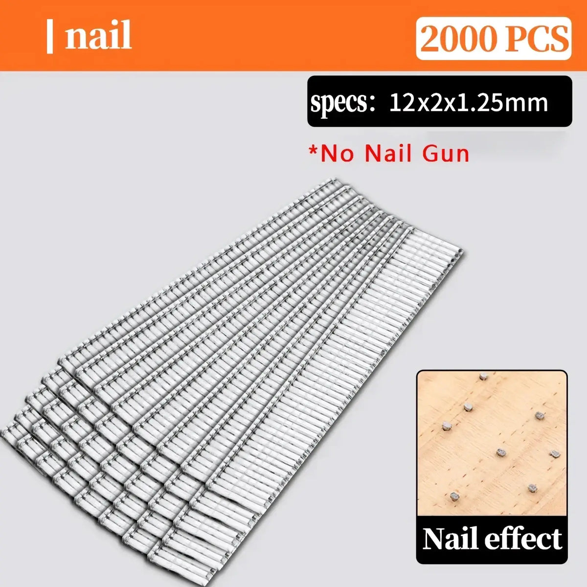 A pack of 2000 silver metal nails 12x2x1.25mm for use with 4 in 1 heavy duty staple gun for upholstery diy projects