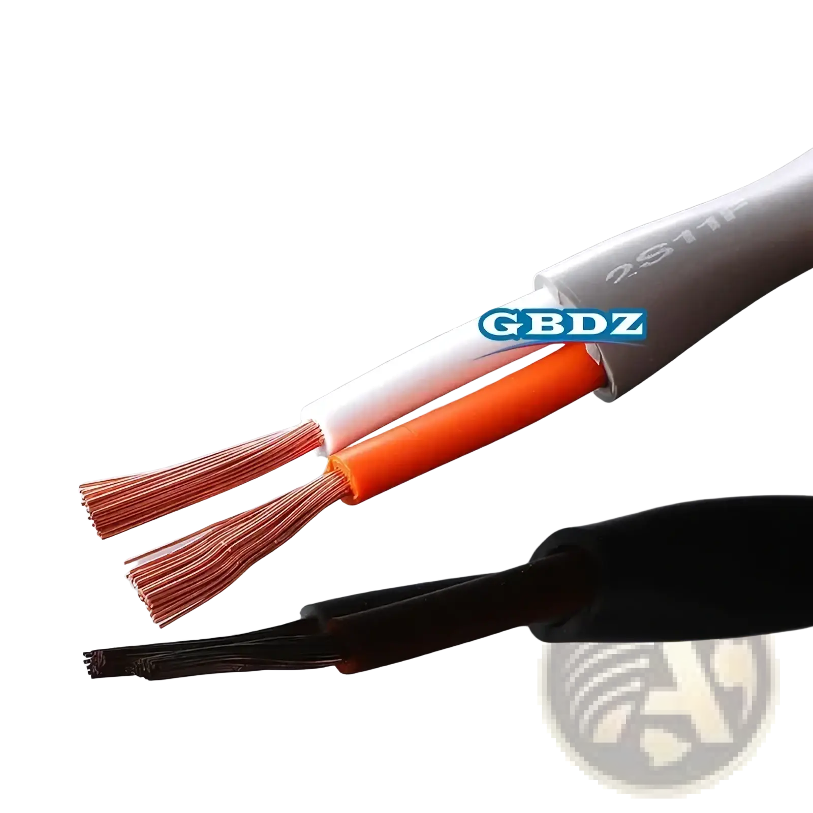 White and orange insulated 4-core speaker cable with exposed oxygen-free copper strands model 2s11f for audio use