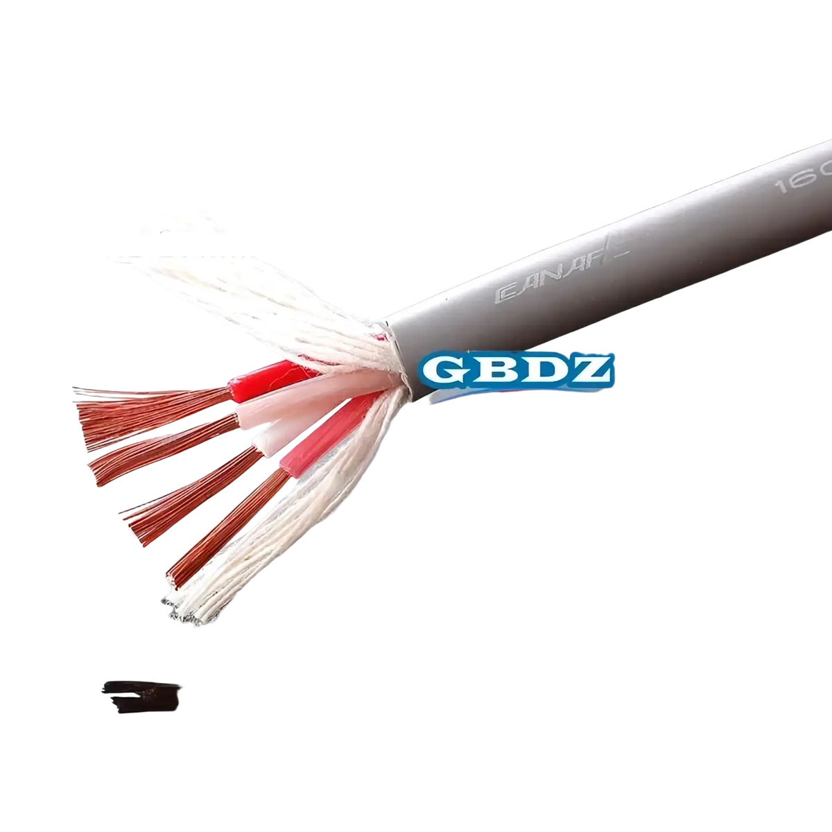 Gray insulated 4-core speaker cable with oxygen-free copper red and white wires 4x1.27mm² cross-section 8.3mm diameter