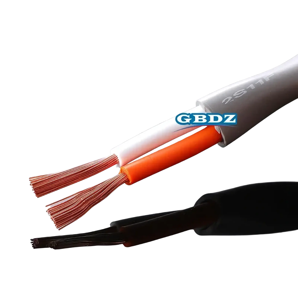 White and orange insulated 4-core speaker cable with exposed oxygen-free copper strands model 2s11f for audio use