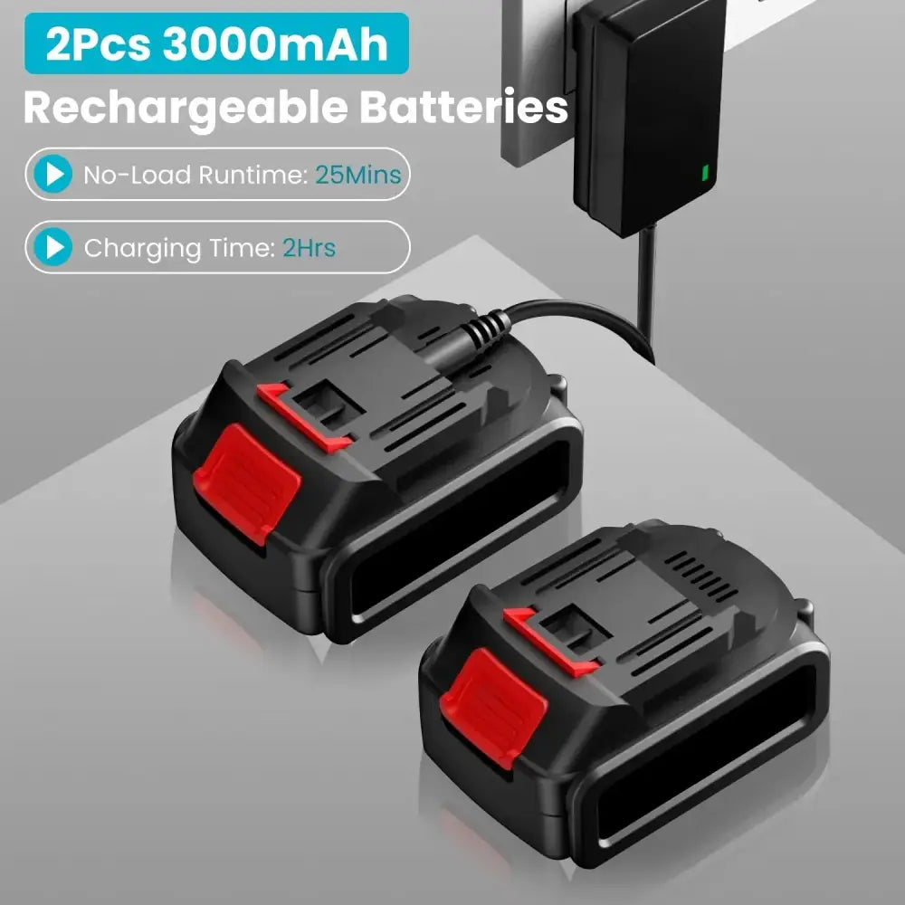 Black and red 3000mah rechargeable power tool batteries with durable plastic casing for cordless brushless pole saw kit