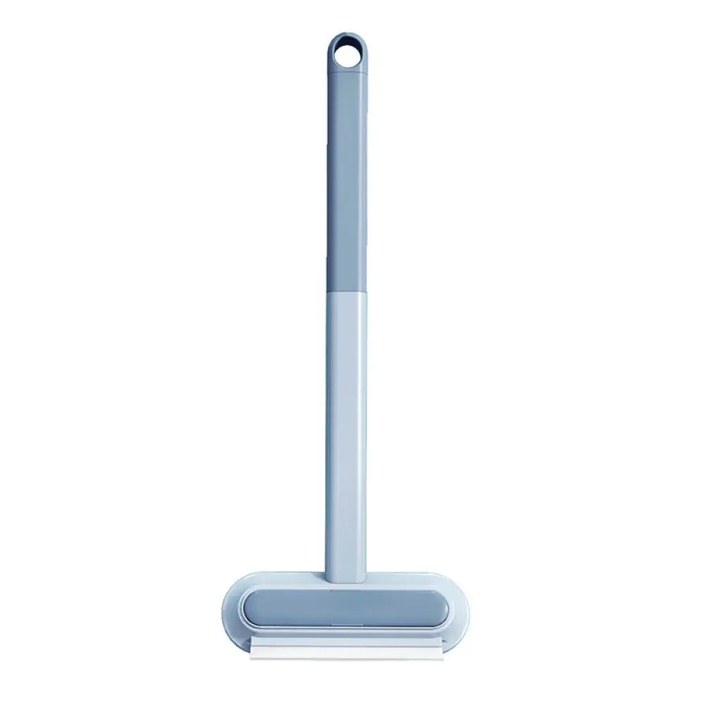 Gray plastic 4-in-1 multi-surface pet hair and screen cleaning squeegee with white rubber blade and looped handle