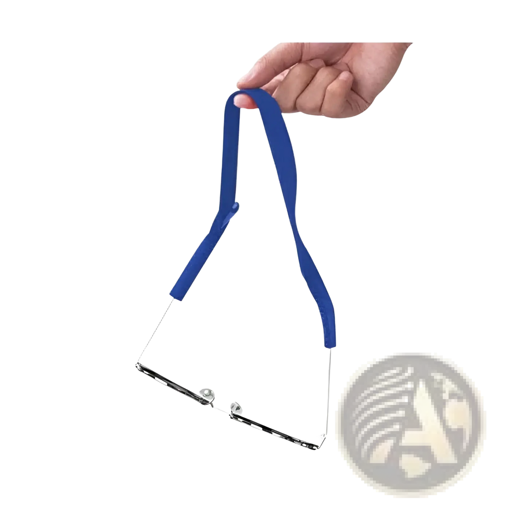 Blue silicone strap for glasses shown from the back in a 4-pack adjustable sports sunglasses straps and eyewear lanyards set