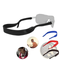 Black elasticated sunglasses strap with textured surface and adjustable ends from 4-pack adjustable sports eyewear lanyards