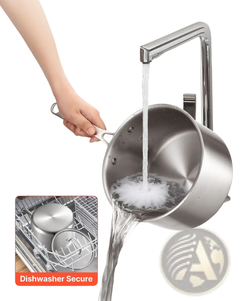 4 qt stainless steel saucepan with glass lid featuring a sleek reflective surface and a sturdy handle