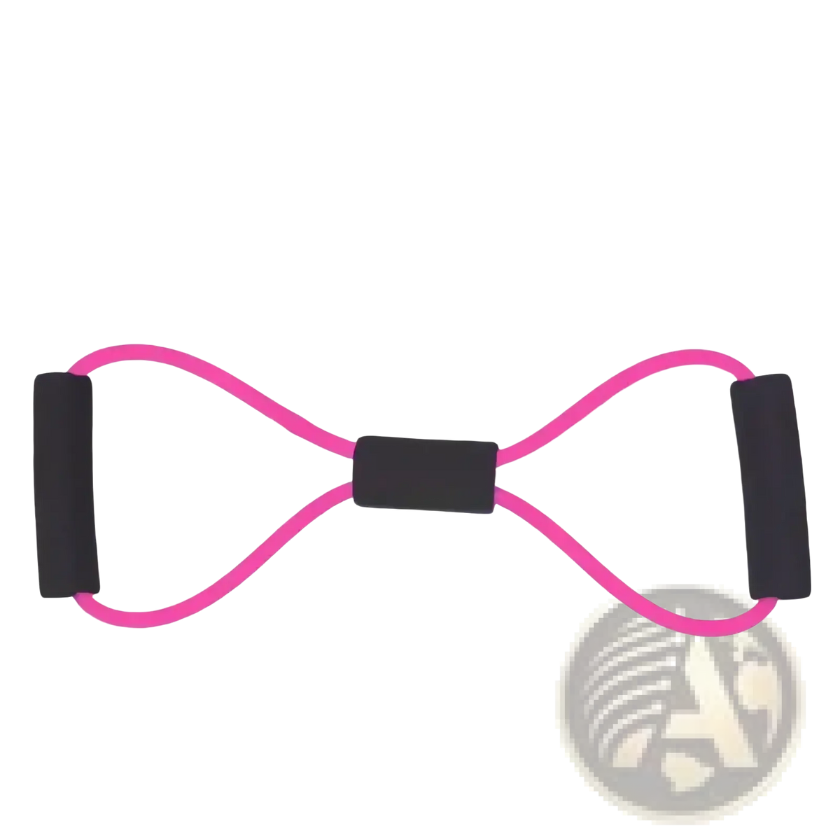 Pink 4-tube elastic pedal puller fitness resistance band with black foam grips for strength training exercises