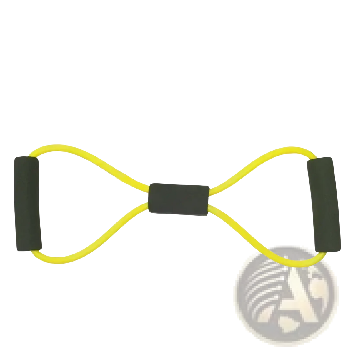 Bright yellow 4-tube elastic pedal puller fitness resistance band with black rubber grips for exercise use
