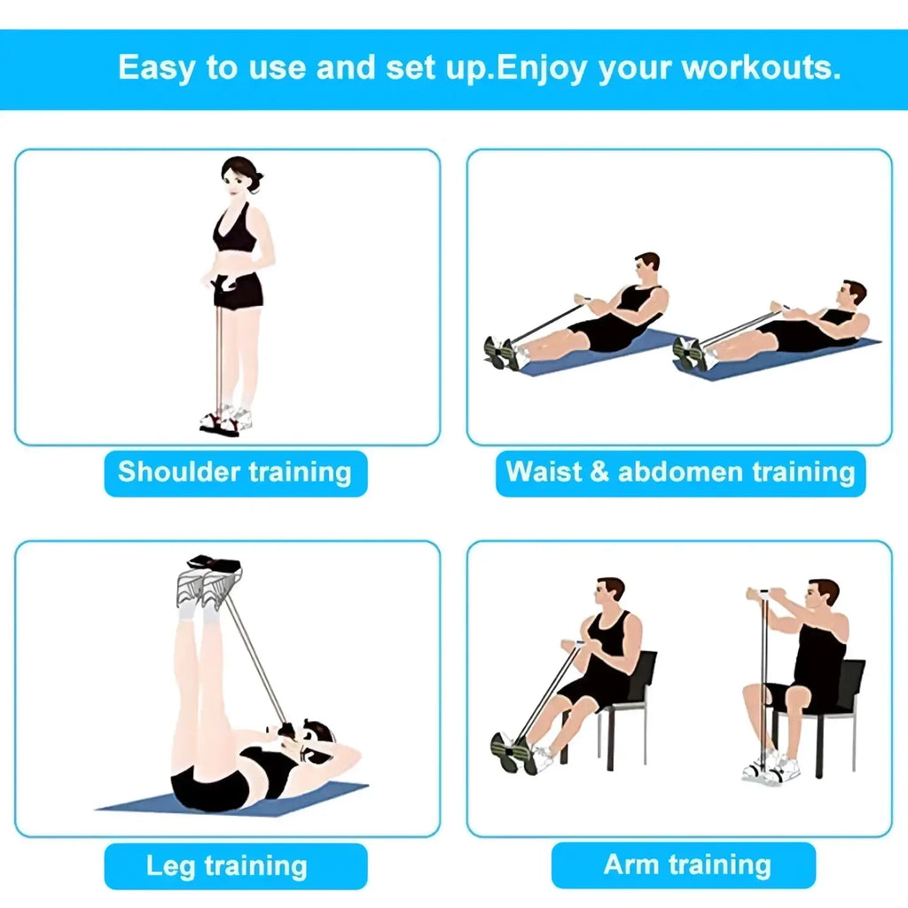 Black 4-tube resistance band pedal puller made of durable material for shoulder waist abdomen leg and arm training