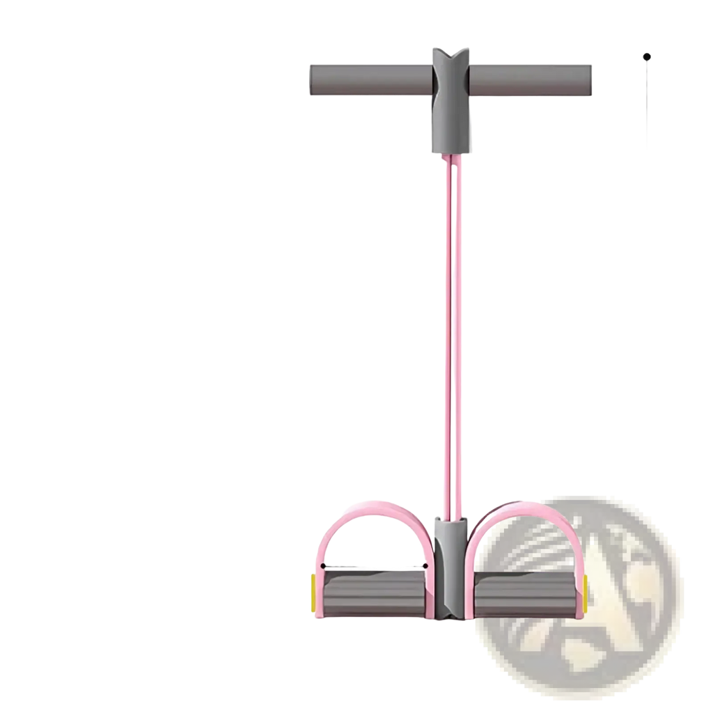 4-tube resistance band pedal puller fitness equipment with pink and gray adjustable handles for leg workouts