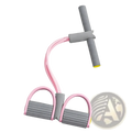 Pink and gray 4-tube resistance band pedal puller with t-shaped handle for fitness exercise and strength training