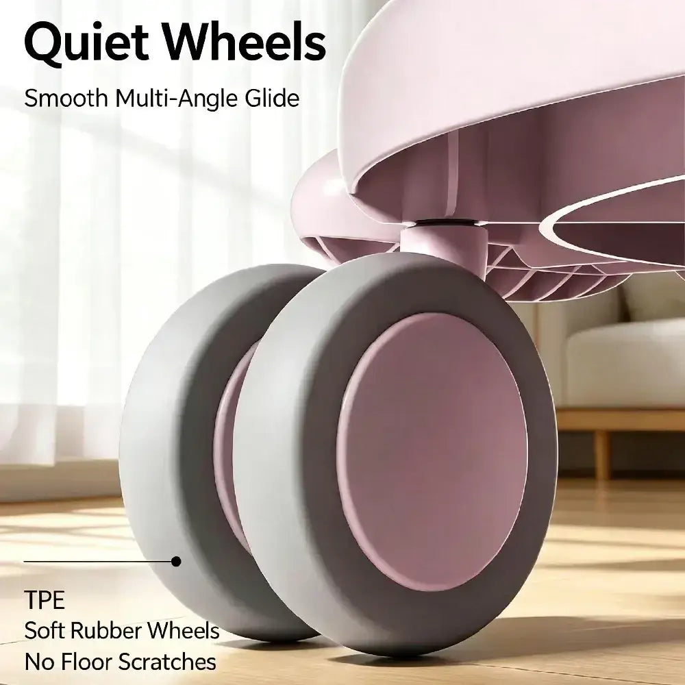 Pink and gray tpe soft rubber 4-wheel ab roller wheels with smooth multi-angle glide for knee pad roller board use