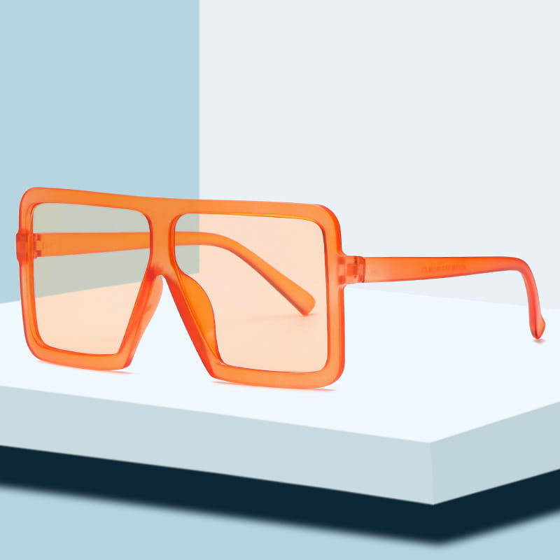 Oversized square translucent uv400 fashion sunglasses featuring orange translucent square frames with a bold modern design.
