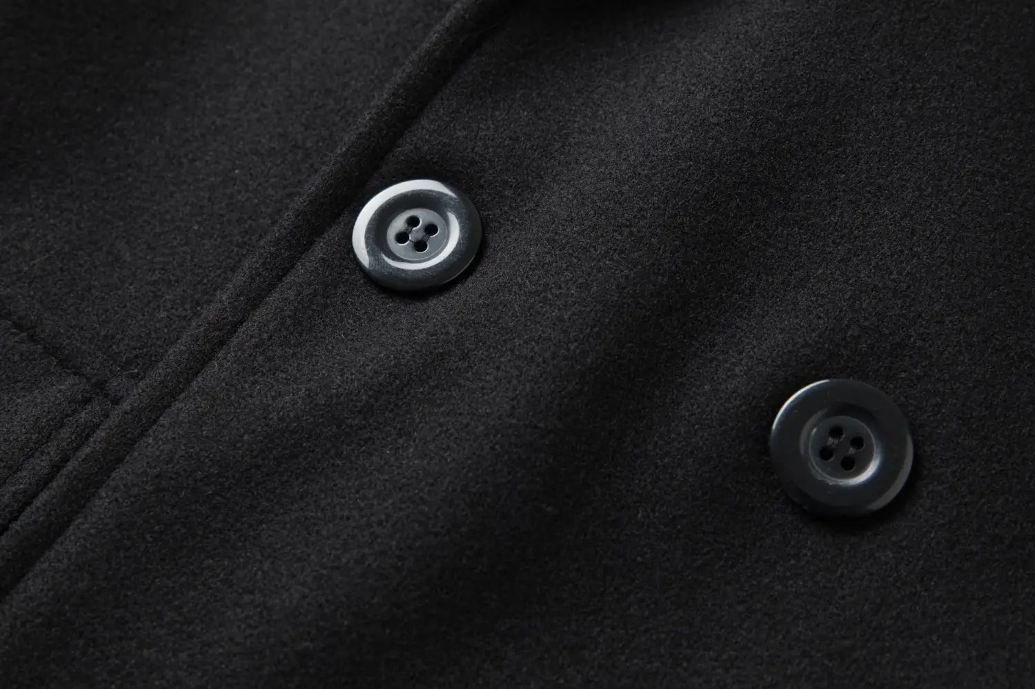 Men double breasted wool overcoat mid length black coat featuring silver toned buttons.