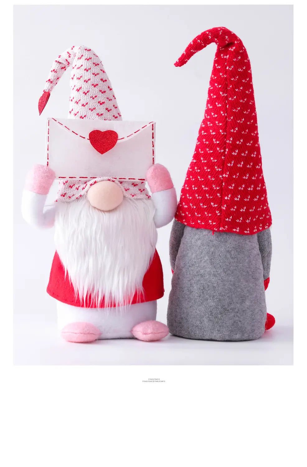 Valentinstag-Gnom-Plüsch, Rudolph-Puppe, Deko-Ornament mit einer Gnom-Figur aus rotem und weißem Muster, mit flauschigem weißem Bart, rosa Fäustlingen und einer roten Mütze.