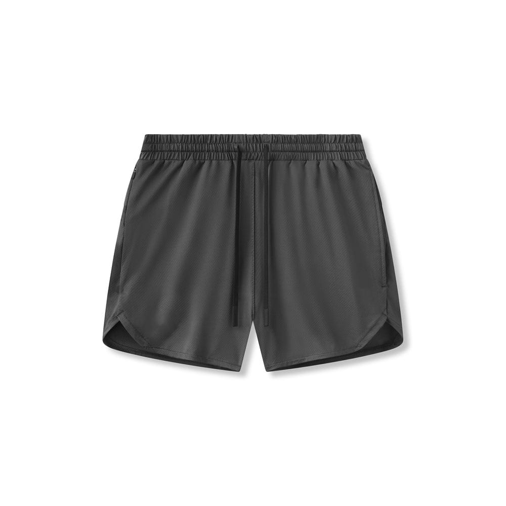 Men quick dry athletic sports shorts in black featuring an elastic waistband with a drawstring for adjustable comfort.