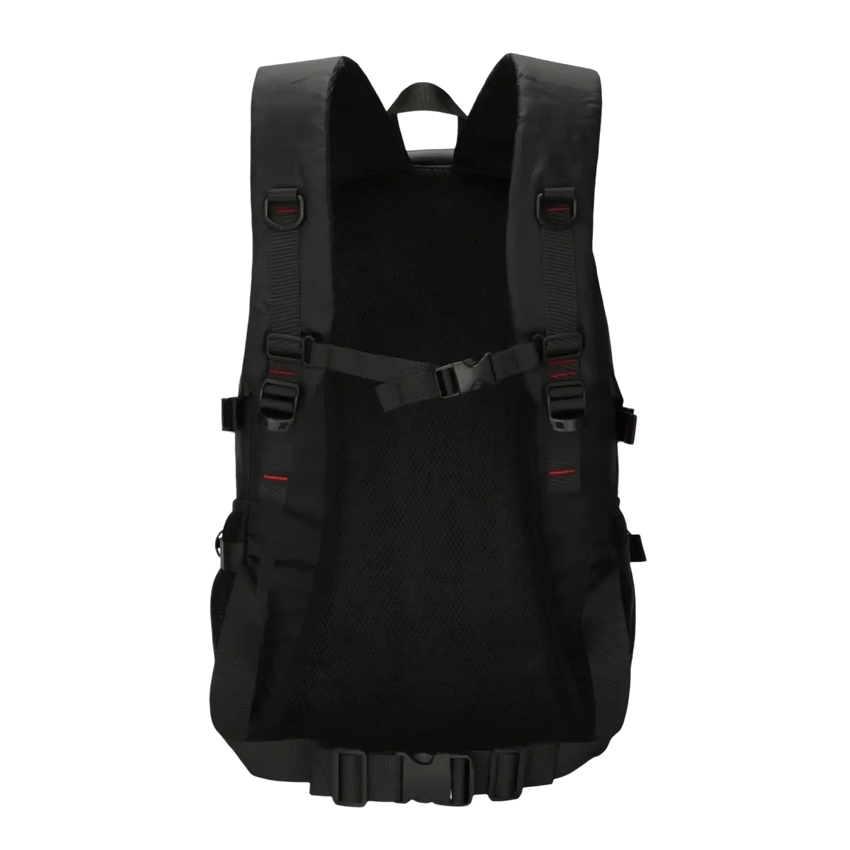 Black 40l tactical hiking backpack with red accent stitching adjustable shoulder straps waterproof outdoor bag