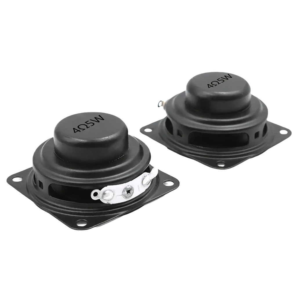 Black 40mm 4 ohm 5w full range bluetooth speaker driver showing back with circular dome and white terminal connectors