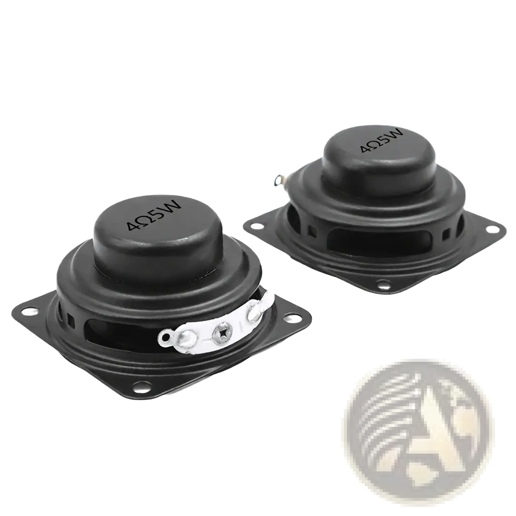 Black 40mm 4 ohm 5w full range bluetooth speaker driver showing back with circular dome and white terminal connectors