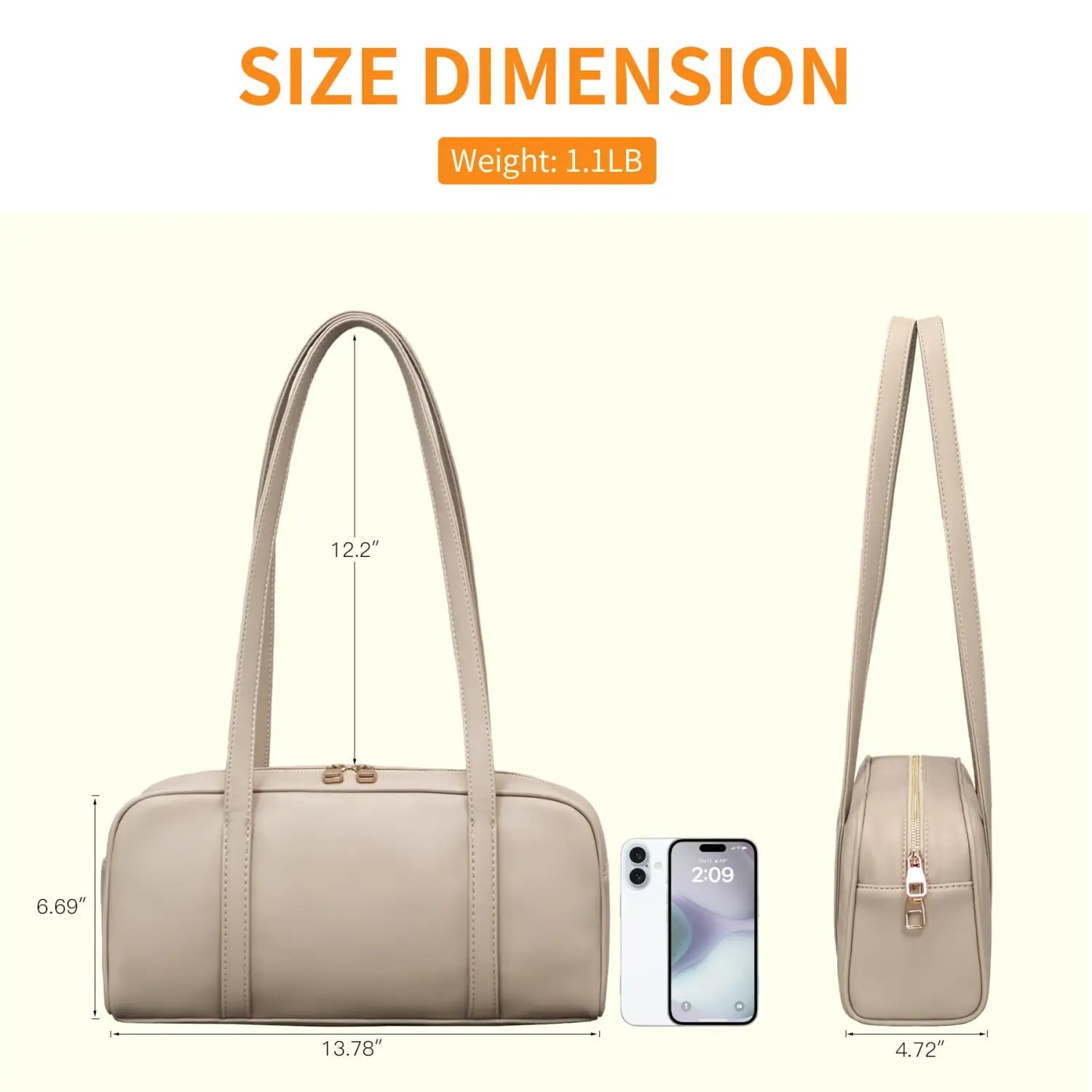 Beige faux leather duffel-style handbag with dual top handles and detachable shoulder strap from lxq026 chic leather single shoulder bag for women collection.