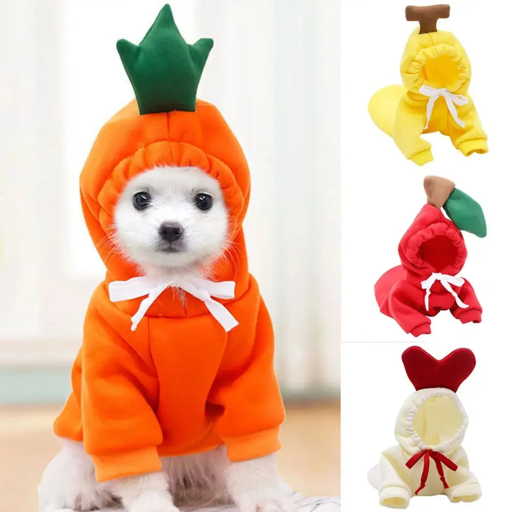 Sudadera con capucha de perro de fruta, abrigo de forro polar cálido para el invierno, ropa para cachorro