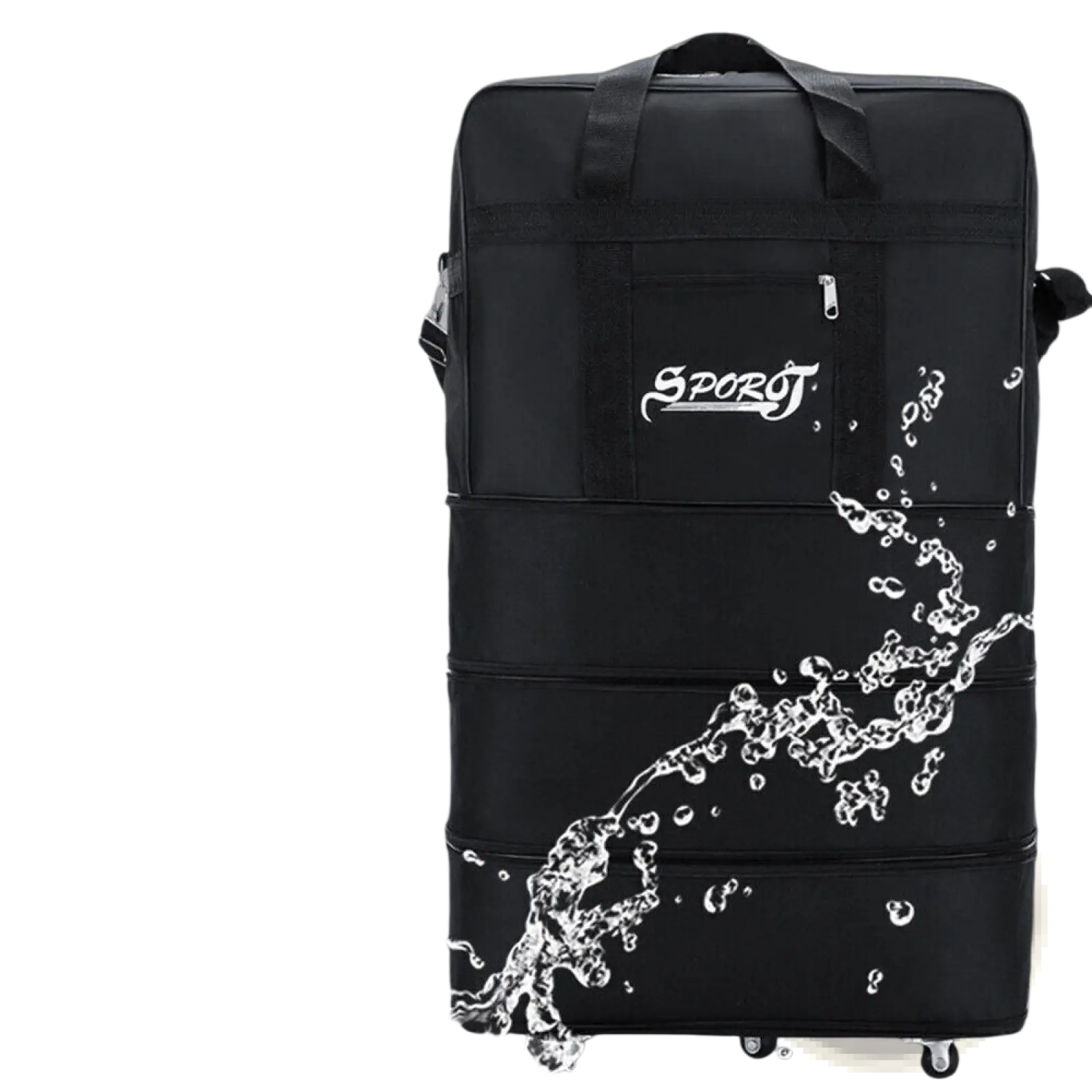 Black sportj 42 inch expandable lightweight rolling travel suitcase with sleek multi compartment design and sturdy fabric construction