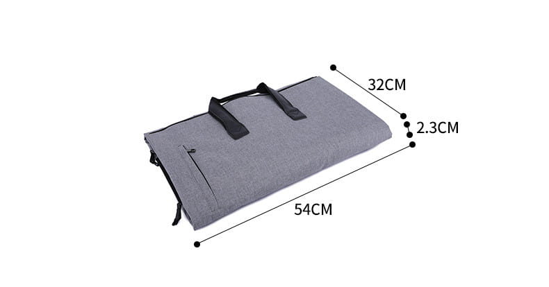 Gray fabric convertible garment travel bag with black handles and zipper details featuring a shoe pocket.