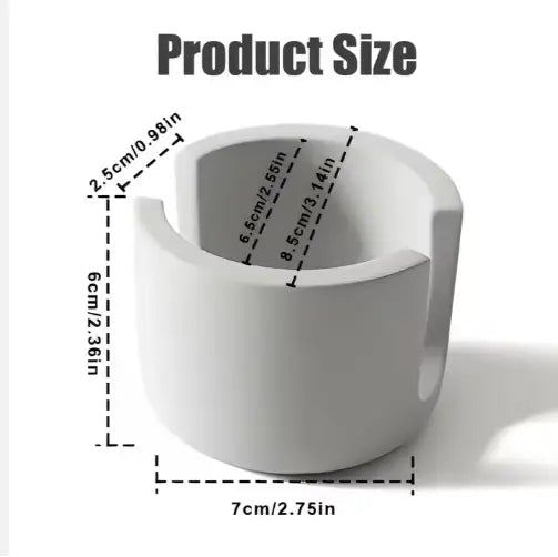 white plastic yarn holder with curved open top design and measurement markings used as a diatom mud sponge rack ceramic sink caddy holder
